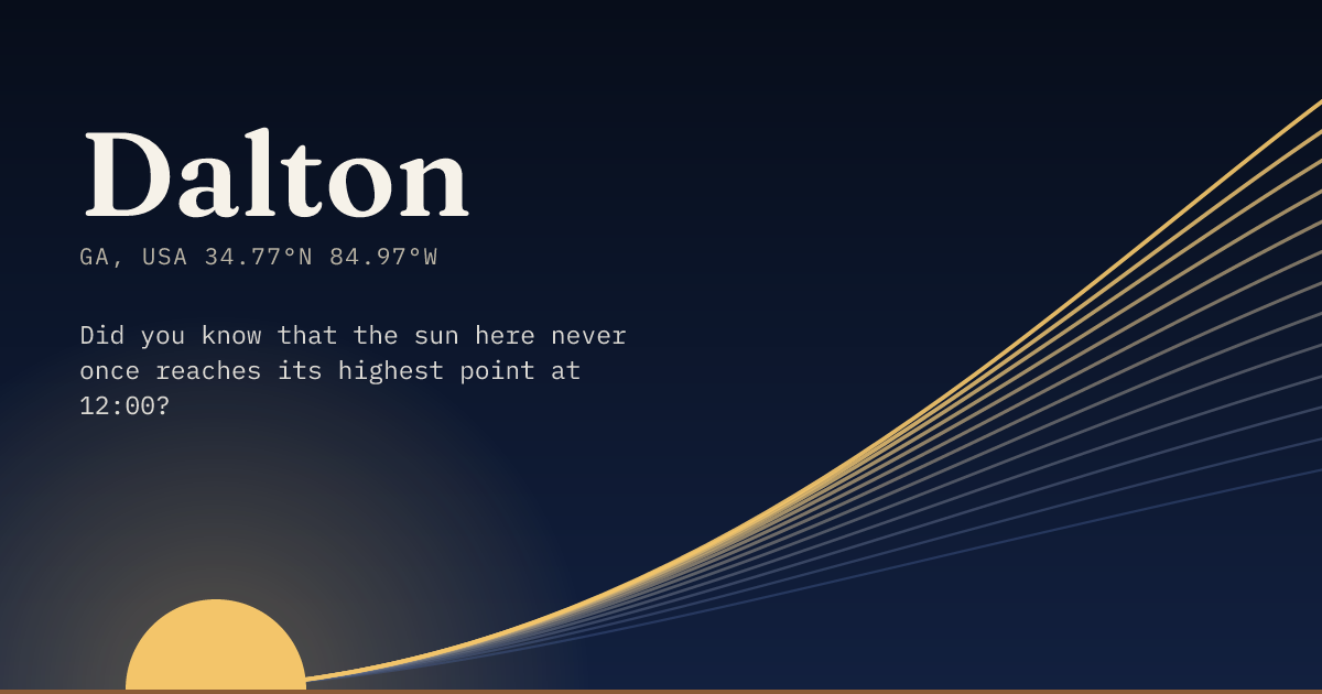 Dalton in large type over a sun rising on the horizon, with a fan of arcs climbing away to the right.