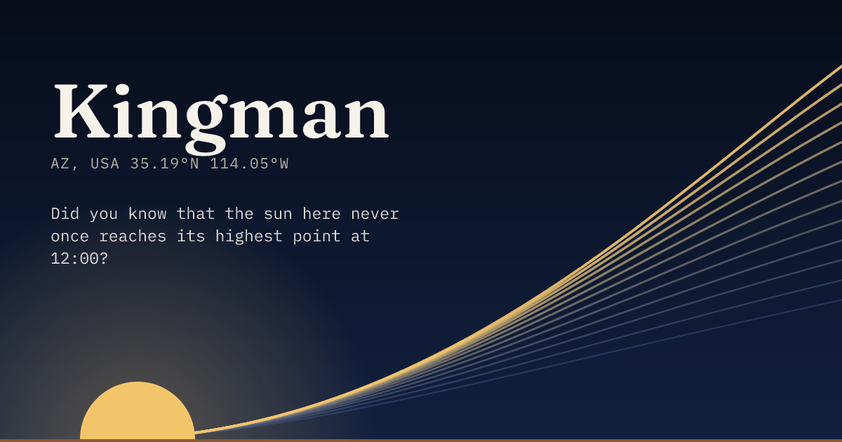 Kingman in large type over a sun rising on the horizon, with a fan of arcs climbing away to the right.