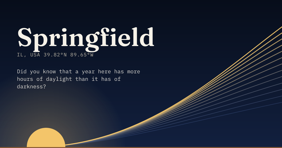 Springfield in large type over a sun rising on the horizon, with a fan of arcs climbing away to the right.