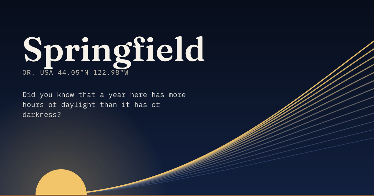 Springfield in large type over a sun rising on the horizon, with a fan of arcs climbing away to the right.